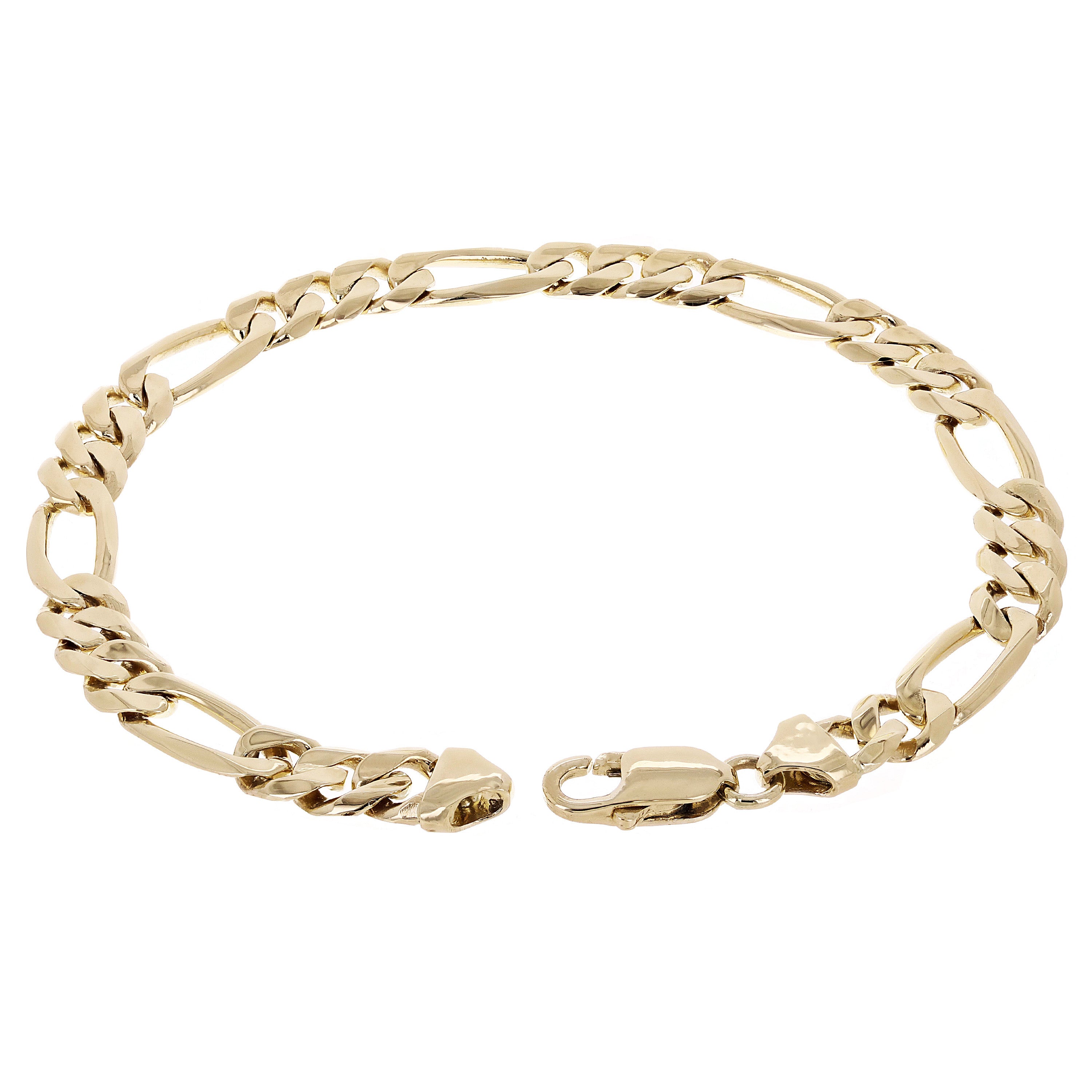 Men's 10k Yellow Gold Solid Figaro Chain Bracelet 7" 7.8mm 16.2 grams - 7"