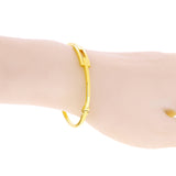 Italian 14k Yellow Gold Hollow Rectangle Bangle Bracelet 7" 6.6mm 4.1 grams
