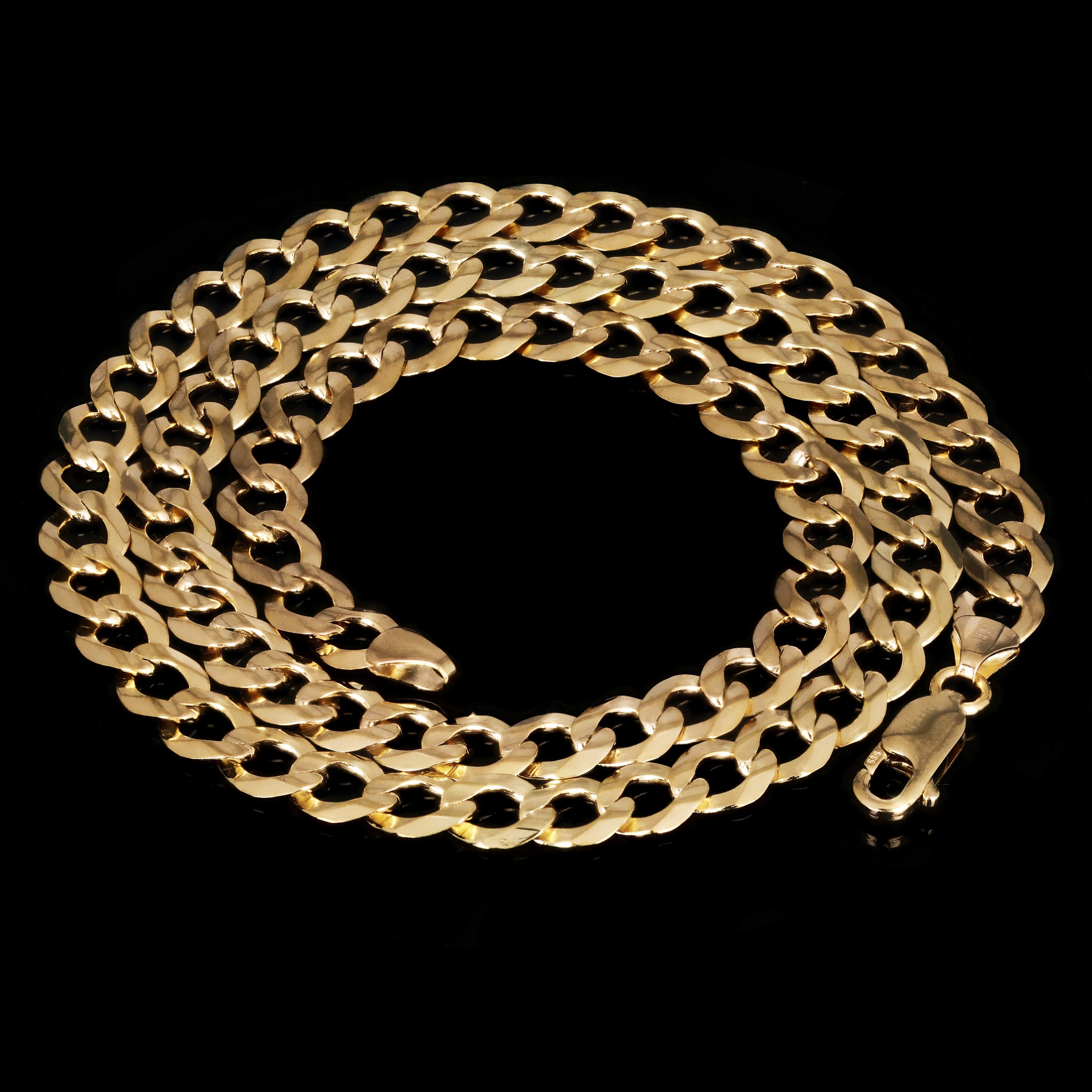 Italian 14k Yellow Gold Solid Curb Link Chain Necklace 7mm 20" 21.1 grams - 20" 21.1 grams