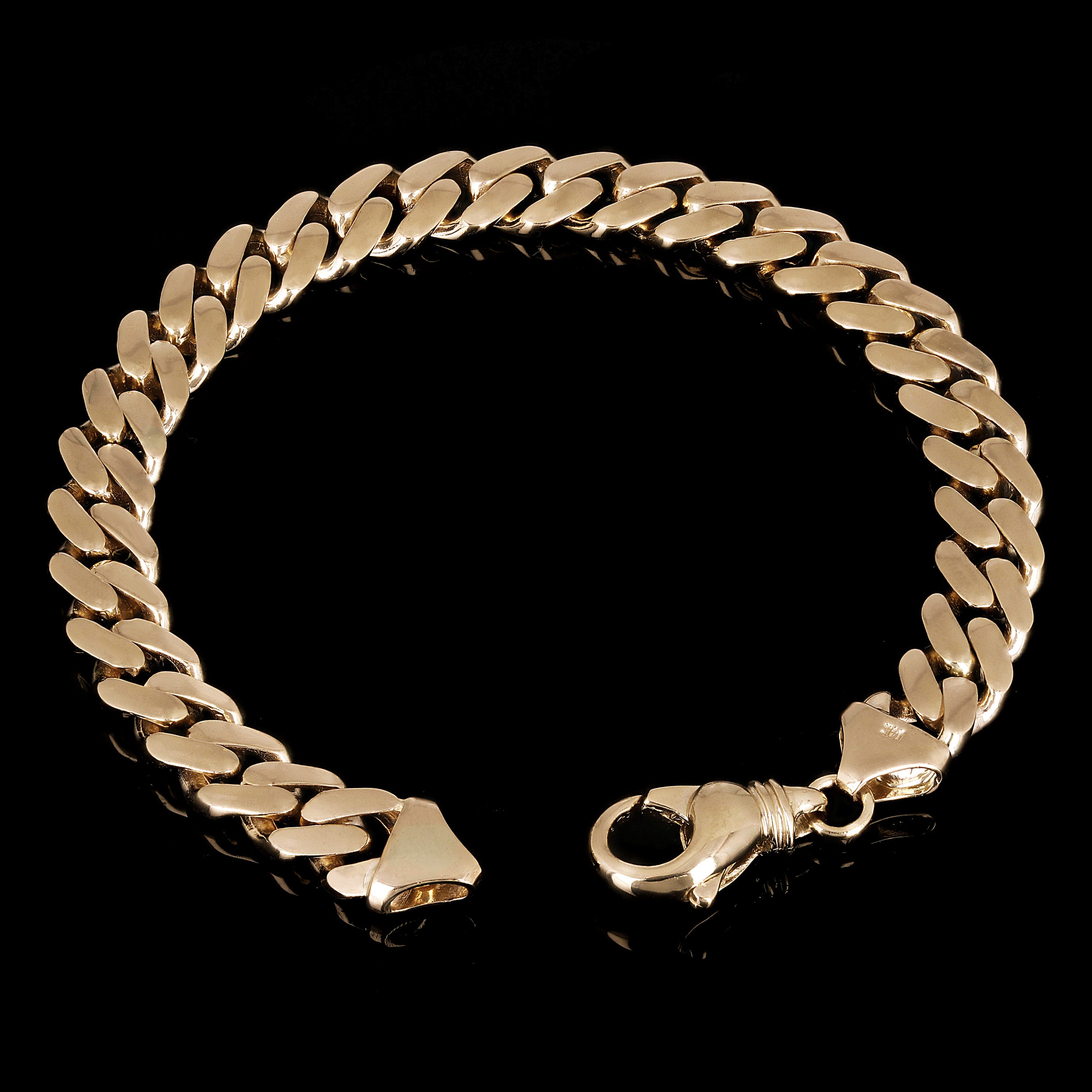 Men's 14k Yellow Gold Solid Miami Cuban Link Bracelet 7" 9.5mm 36.6 grams - 7"