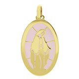 Italian 14k Yellow Gold Mother of Pearl Mother of God Virgin Mary Charm Pendant