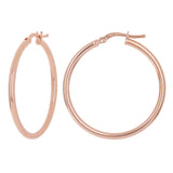 Italian 14k Rose Gold High Polished Plain 2mm Hollow Hoop Earrings 1.2" 2 grams - Rose,Size 1.2" 2 grams