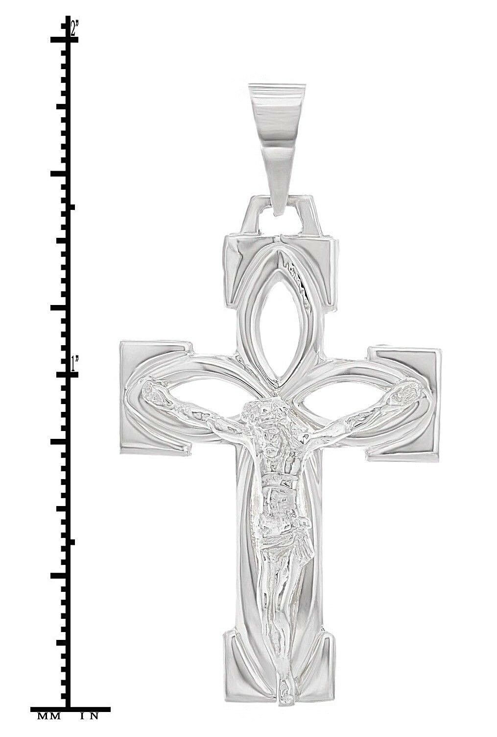 14k White Gold Jesus Crucifix Cross Religious Charm Pendant 5 grams