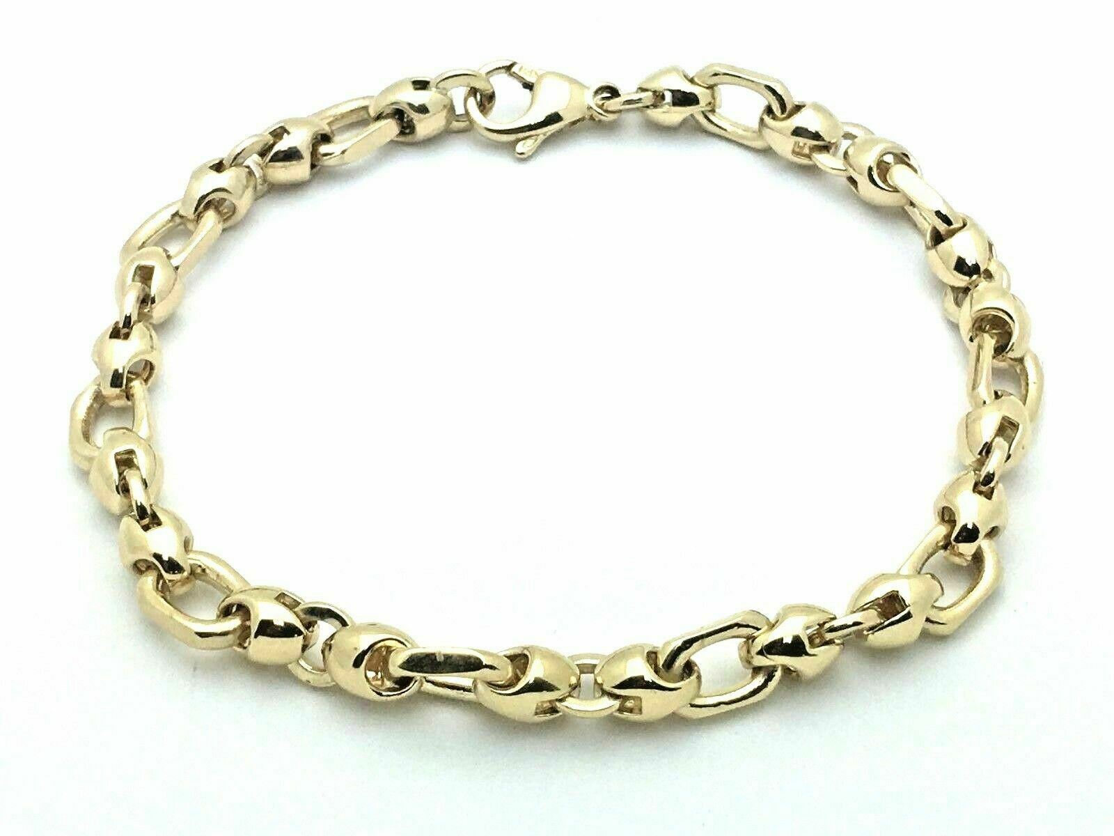14k Yellow Gold Handmade Fashion Link Bracelet 8.5" 6.9mm 28.3 grams