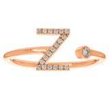 14k Rose Gold Diamond Initial Letter Z Ring Size 6 - Letter Z,Rose