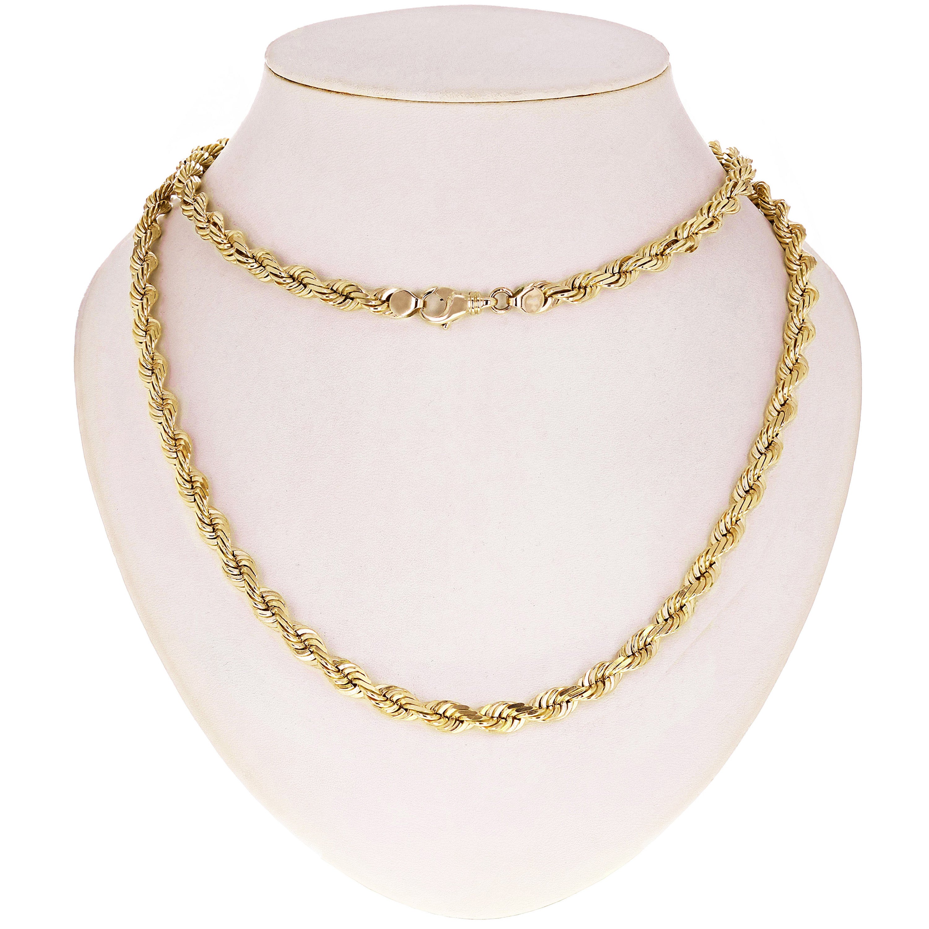 Men's 14k Yellow Gold Solid Diamond Cut Rope Chain Necklace 9mm 22" 149.6 grams - 22" 149.6 grams
