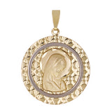 Italian 14k Yellow & White Gold 3D Girl Praying Charm Pendant 1" 2 grams - Big