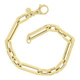 Italian 14k Yellow Gold Hollow Paper Clip Link Chain Bracelet 7.5" 6.8mm 7.9gram