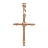14k Rose Gold Cross Religious Charm Pendant 1.4" 1.9 grams - Rose