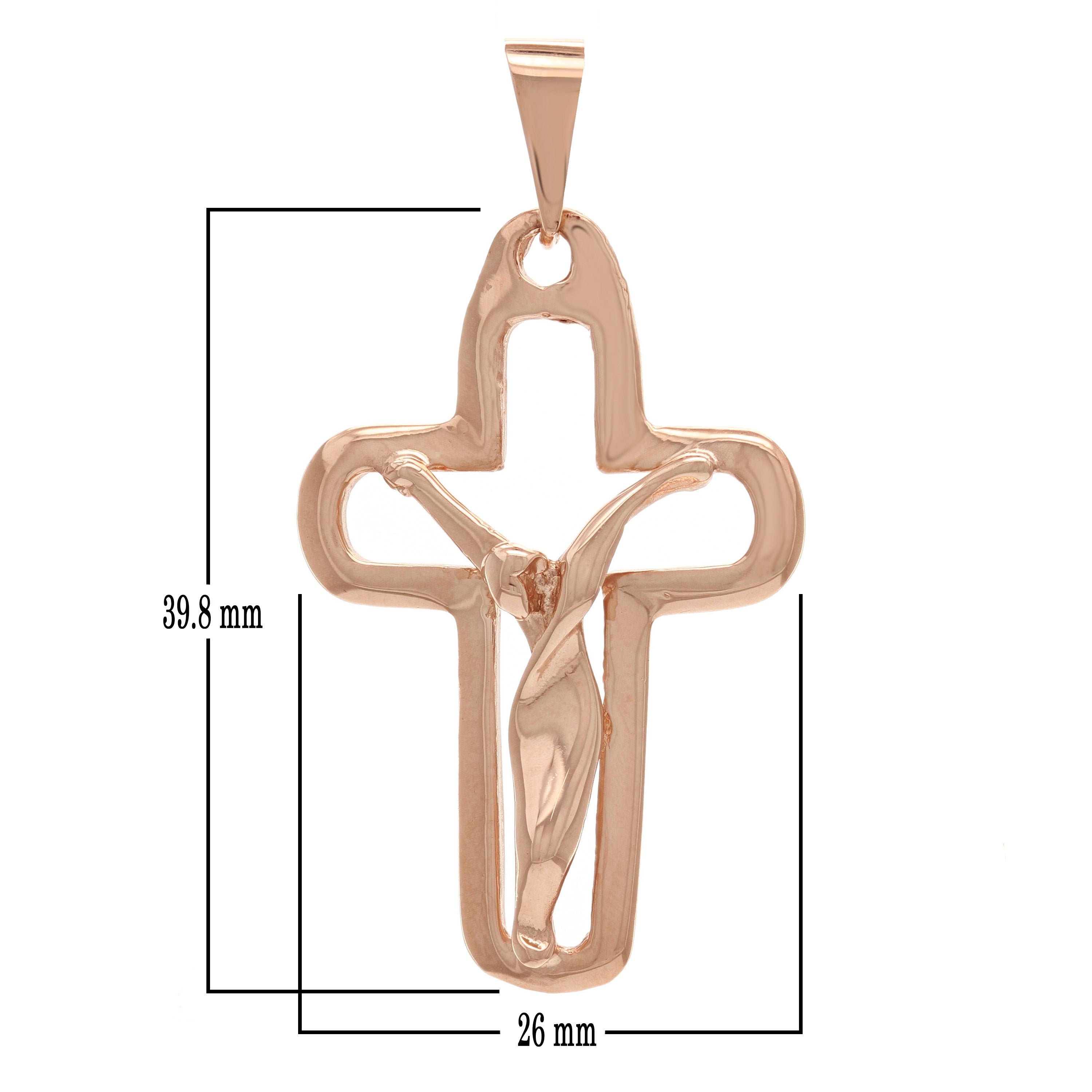 14k Rose Gold Solid Jesus Christ Crucifix Cross Charm Pendant 5.9 grams - Rose