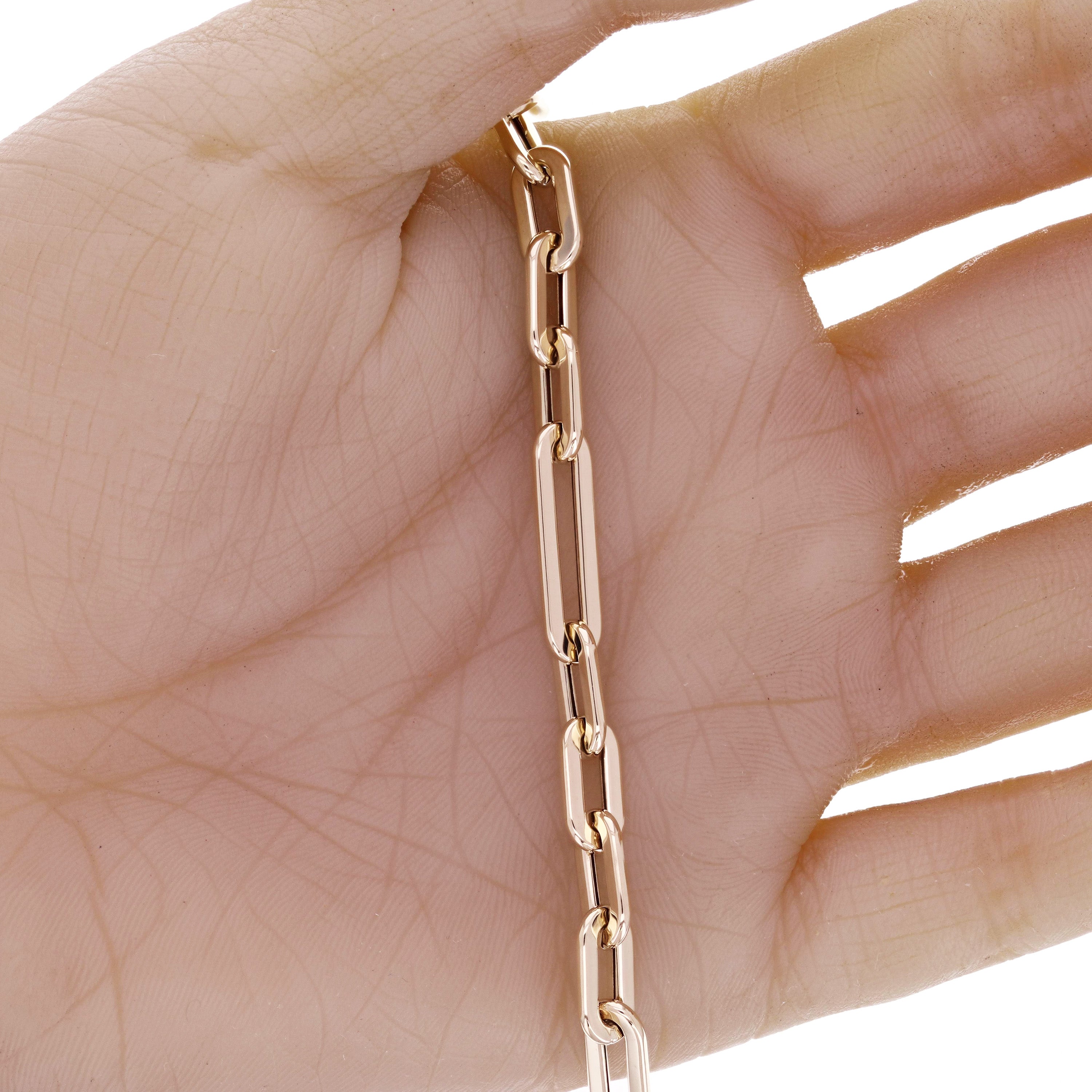 Italian 14k Yellow Gold Paper Clip Link Chain Bracelet 7.5" 6mm 4.7 grams