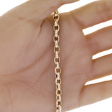 Italian 14k Yellow Gold Oval Rolo Link Chain Charm Bracelet 7.5" 4 grams