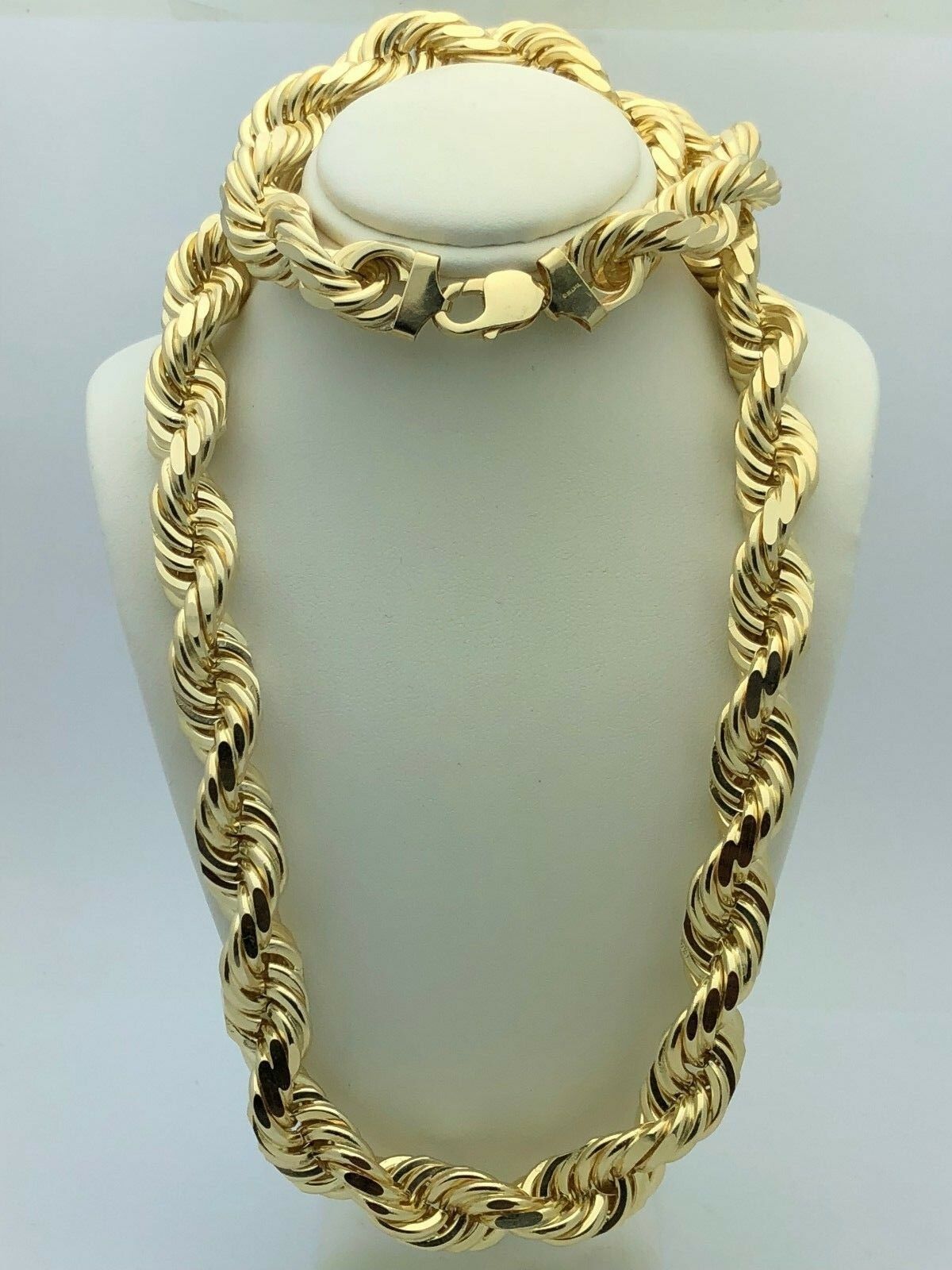 Men's Solid 14k Yellow Gold Diamond Cut Rope Chain 30" 15mm 550 grams