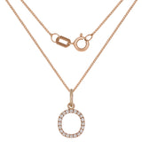 14k Rose Gold Diamond Initial Letter O Charm Pendant Necklace 18" - Letter O,Rose