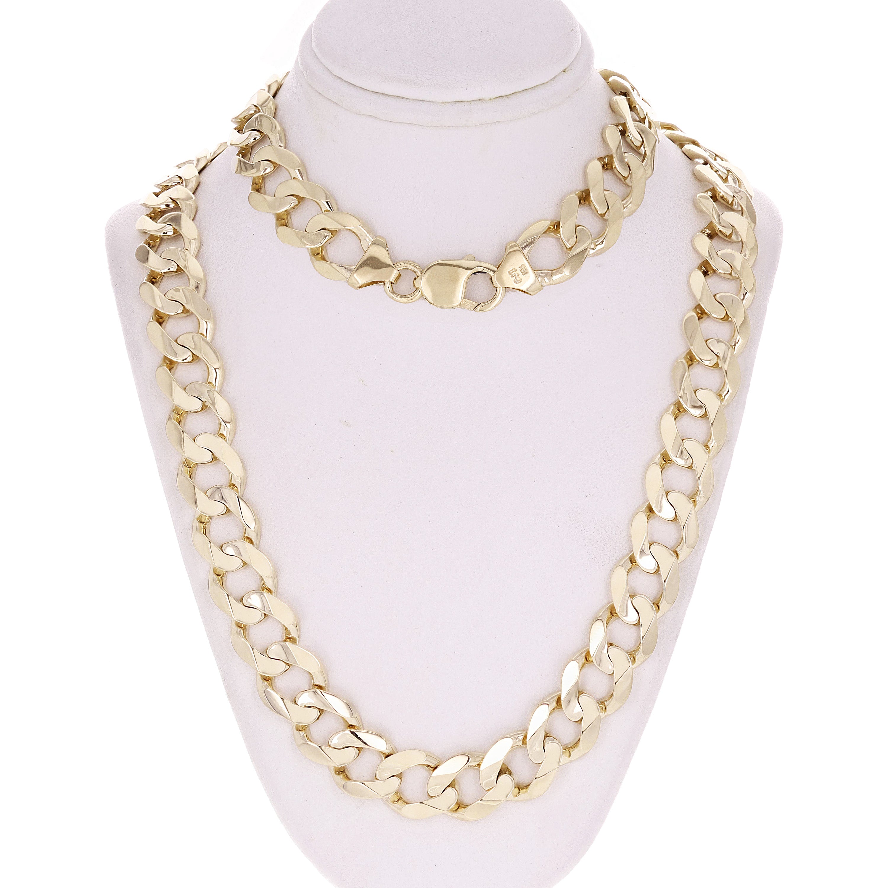 Men's 14k Solid Yellow Gold Flat Cuban Necklace Chain 20" 12.5mm 100 grams - Yellow,20"