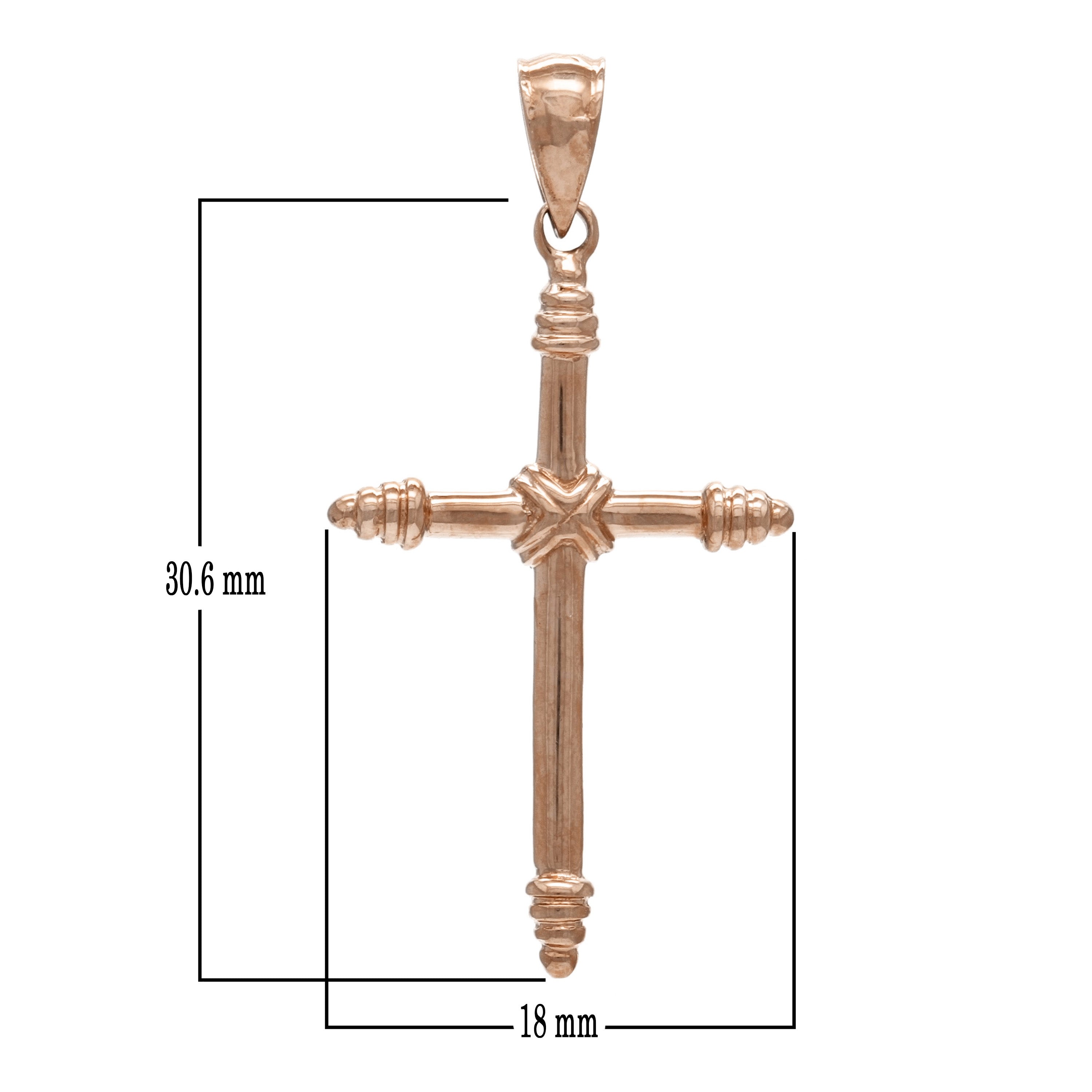 14k Rose Gold Cross Religious Charm Pendant 1.4" 1.9 grams - Rose
