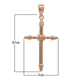 14k Rose Gold Cross Religious Charm Pendant 1.4" 1.9 grams - Rose