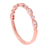14k Rose Gold Diamond Accent Leaf Design Stacking Ring - Rose,Size 5.5
