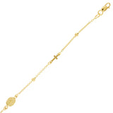 Italian 14k Yellow Gold Miraculous Medal Charm Rosary Bracelet 7" 2.1 grams