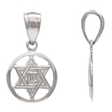 14k White Gold Small Jewish Star Of David Hebrew Chai Charm Pendant 0.9 gram - White