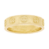 14k Yellow Gold Hammered Sun Cross Ring Size 9 - 5.2mm 6.5 grams