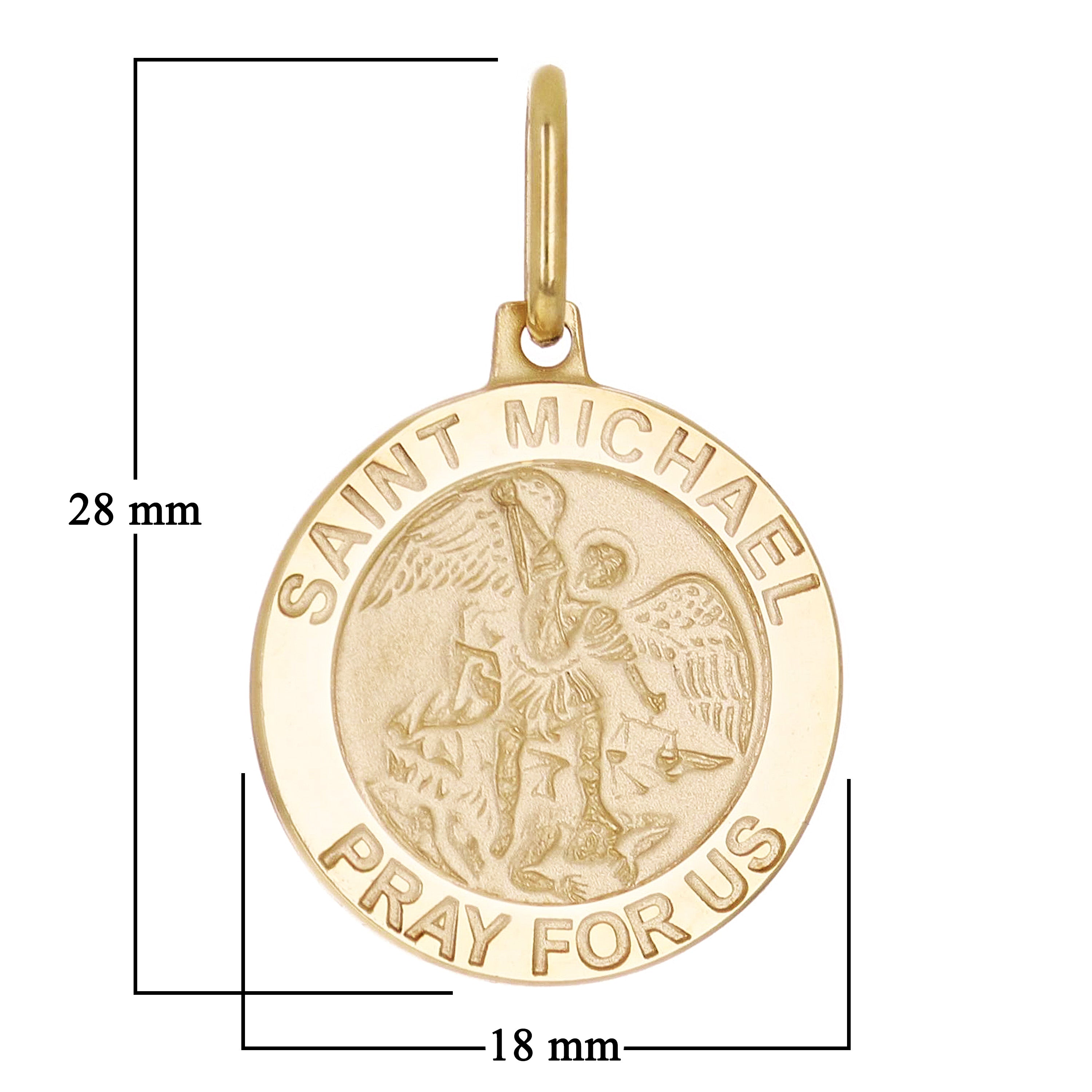 Italian 14k Yellow Gold Saint Michael Pray For Us Medal Charm Pendant 1" 3 grams