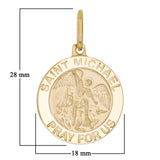 Italian 14k Yellow Gold Saint Michael Pray For Us Medal Charm Pendant 1" 3 grams