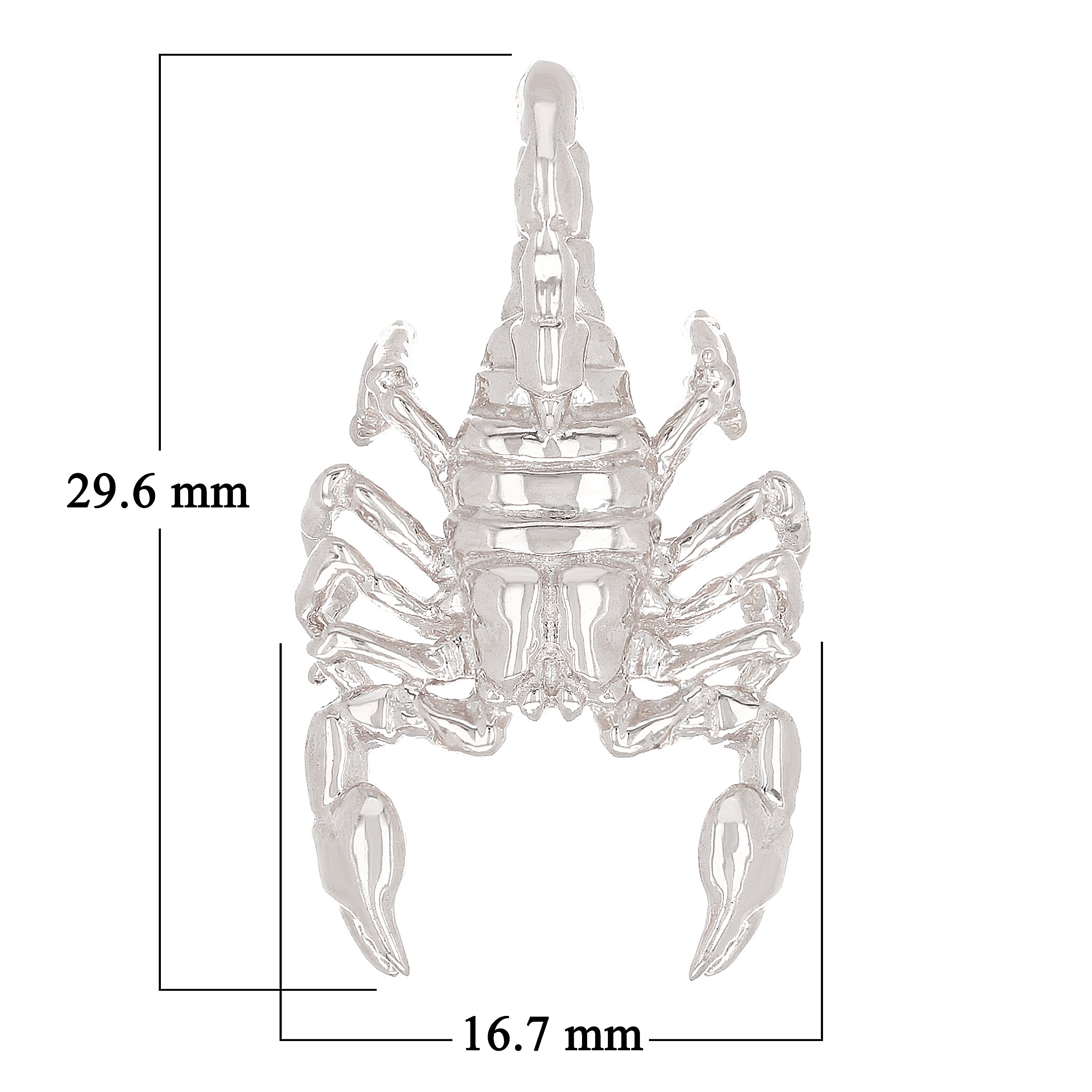 10k White Gold Solid Scorpion Pendant Insect Charm 1.2" 5 grams - White