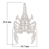 10k White Gold Solid Scorpion Pendant Insect Charm 1.2" 5 grams - White