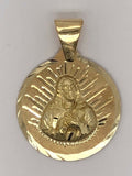 14k Yellow Gold Sacred Heart of Jesus Medal Charm Pendant 2.9 grams