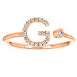 14k Rose Gold Diamond Initial Letter G Ring Size 6 - Letter G,Rose