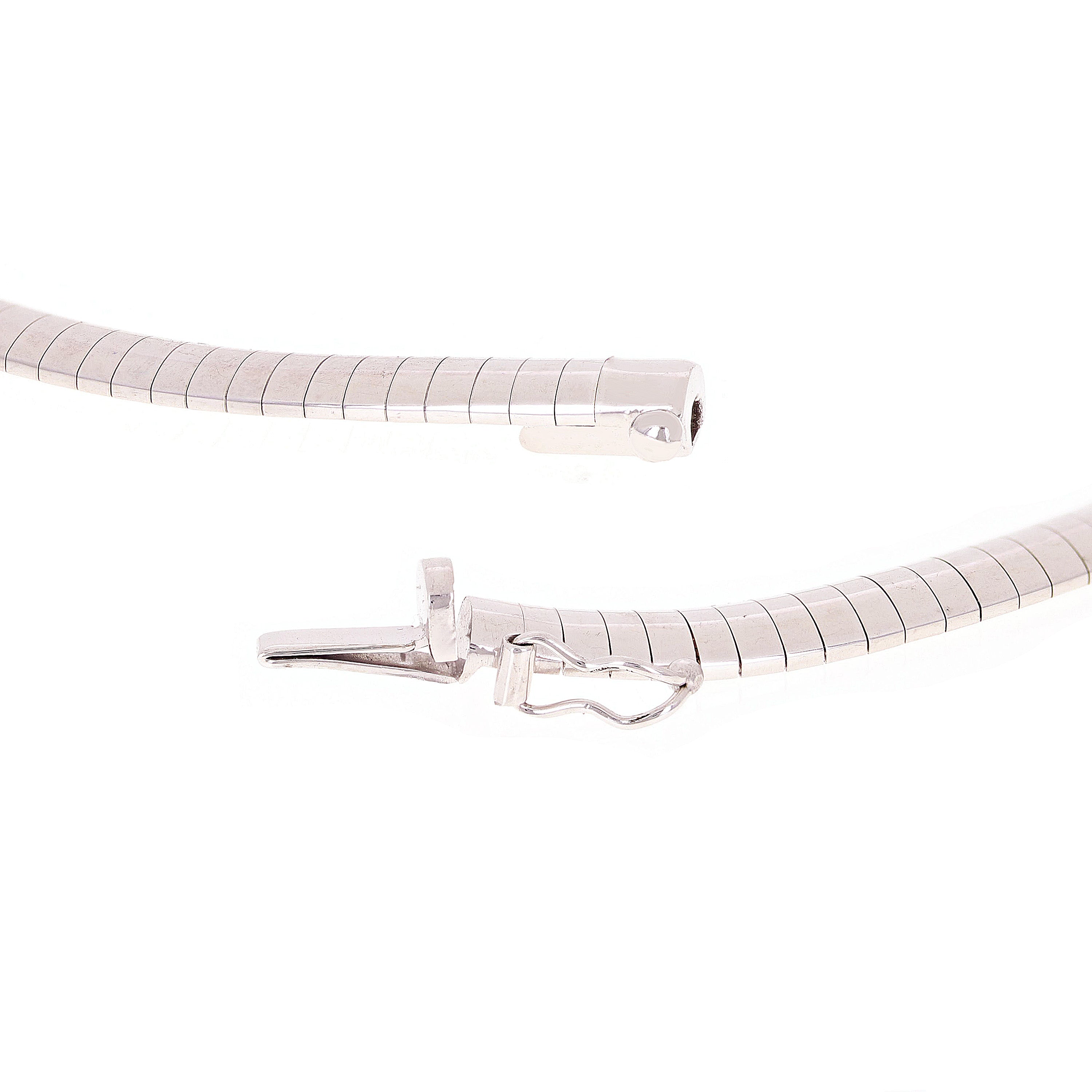 Women's Italian 14k White Gold Omega Necklace Choker 16" 5mm 26.8 grams - 26.8 grams