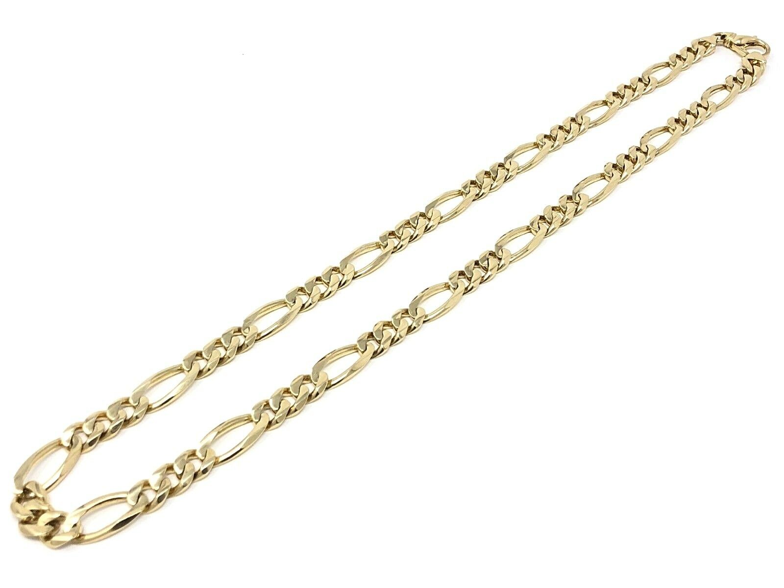 Men's 10k Yellow Gold Solid Figaro Chain Necklace 30" 12.5mm 162.8 grams