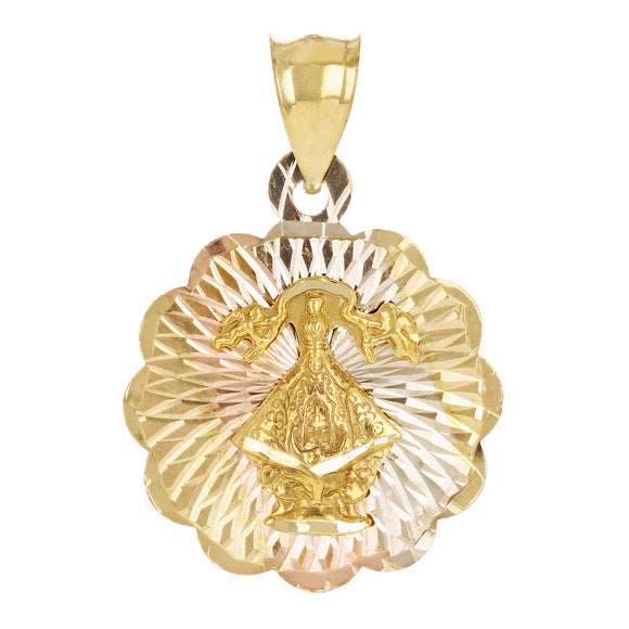 14k Tri-Color Gold Santo Nino Religious Charm Medal Pendant 1.