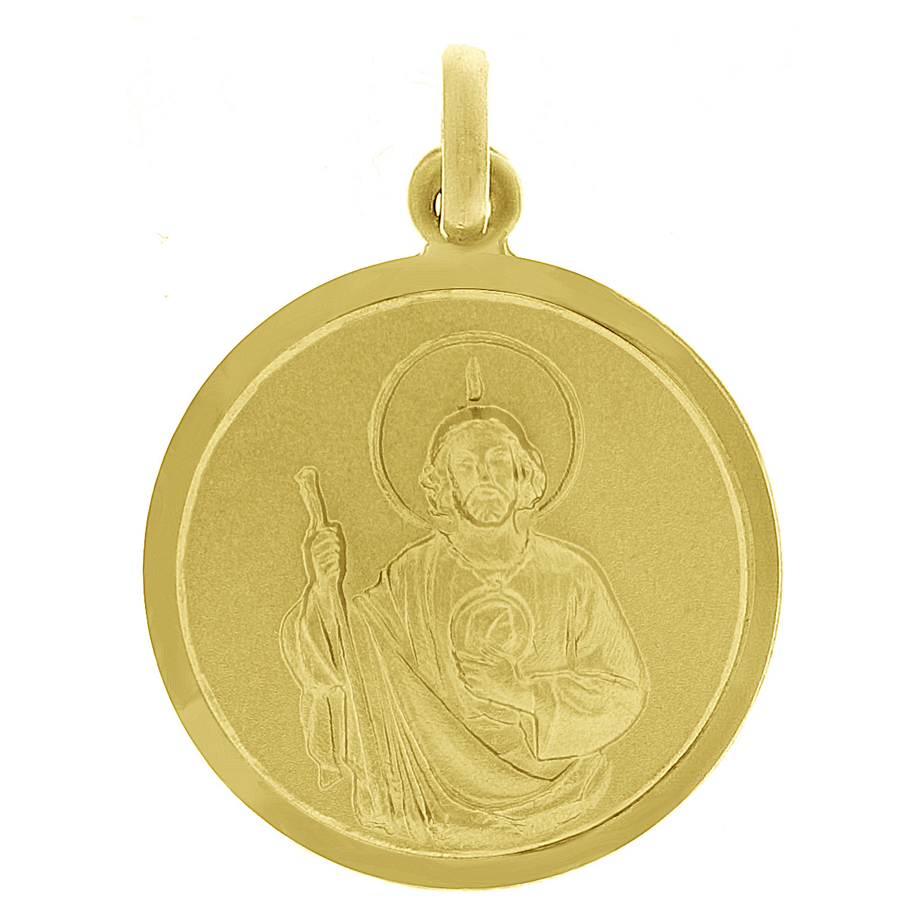 Italian 14k Yellow Gold Saint Jude Religious Charm Medal Pendant 1.1" 2.5 grams