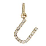 14k Yellow Gold Diamond Initial Letter U Charm Pendant - Letter U,Yellow
