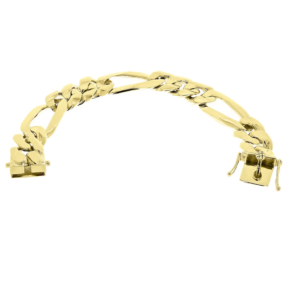 Men's 14k Yellow Gold Solid Heavy Link Figaro Chain Bracelet 8