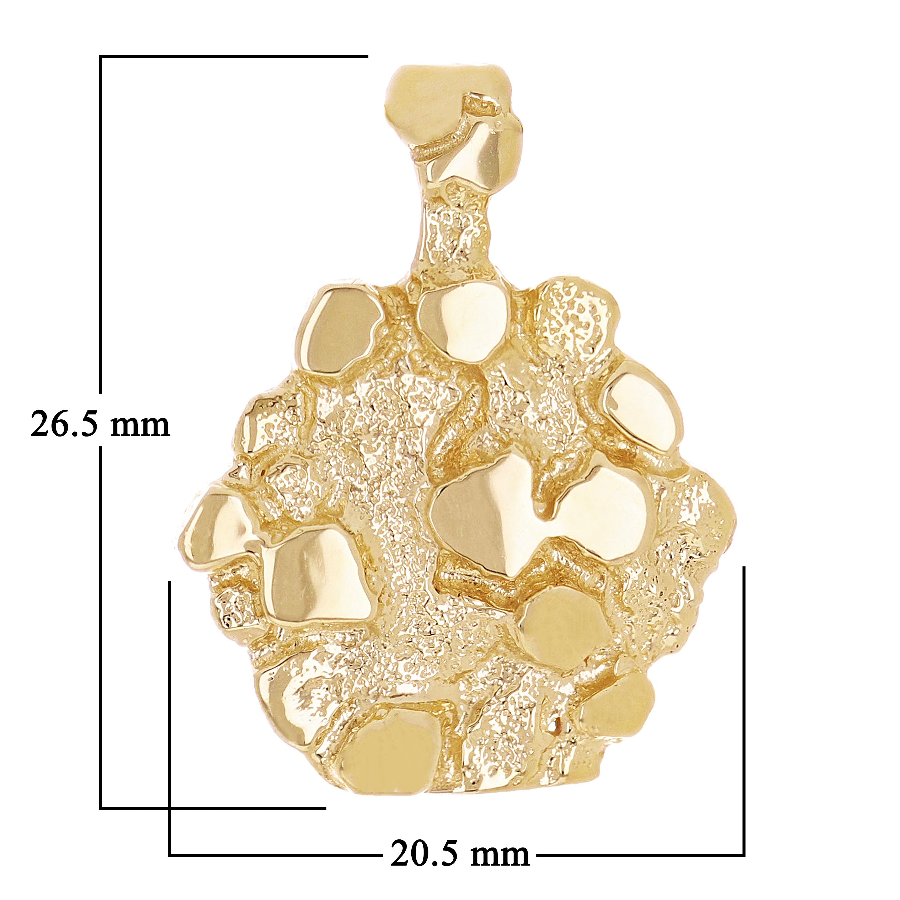14k Yellow Gold Solid Hexagon Nugget Charm Pendant 1" 5.4 grams