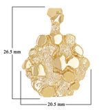 10k Yellow Gold Solid Hexagon Nugget Charm Pendant 1" 4.8 grams