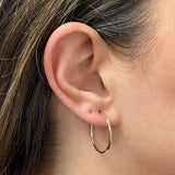 Italian 14k Yellow Gold High Polish Round Endless Hoop Earrings 1" 1.5mm 0.8g