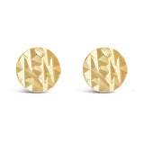 Italian 14k Yellow Gold Mini Diamond-Cut Thumbtack Medallion Round Stud Earrings - Yellow,4 mm