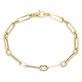 Italian 14k Yellow Gold Hollow Paper Clip Chain Bracelet 7.75" 4.9mm 4.8 grams - 7.75" 4.8 grams