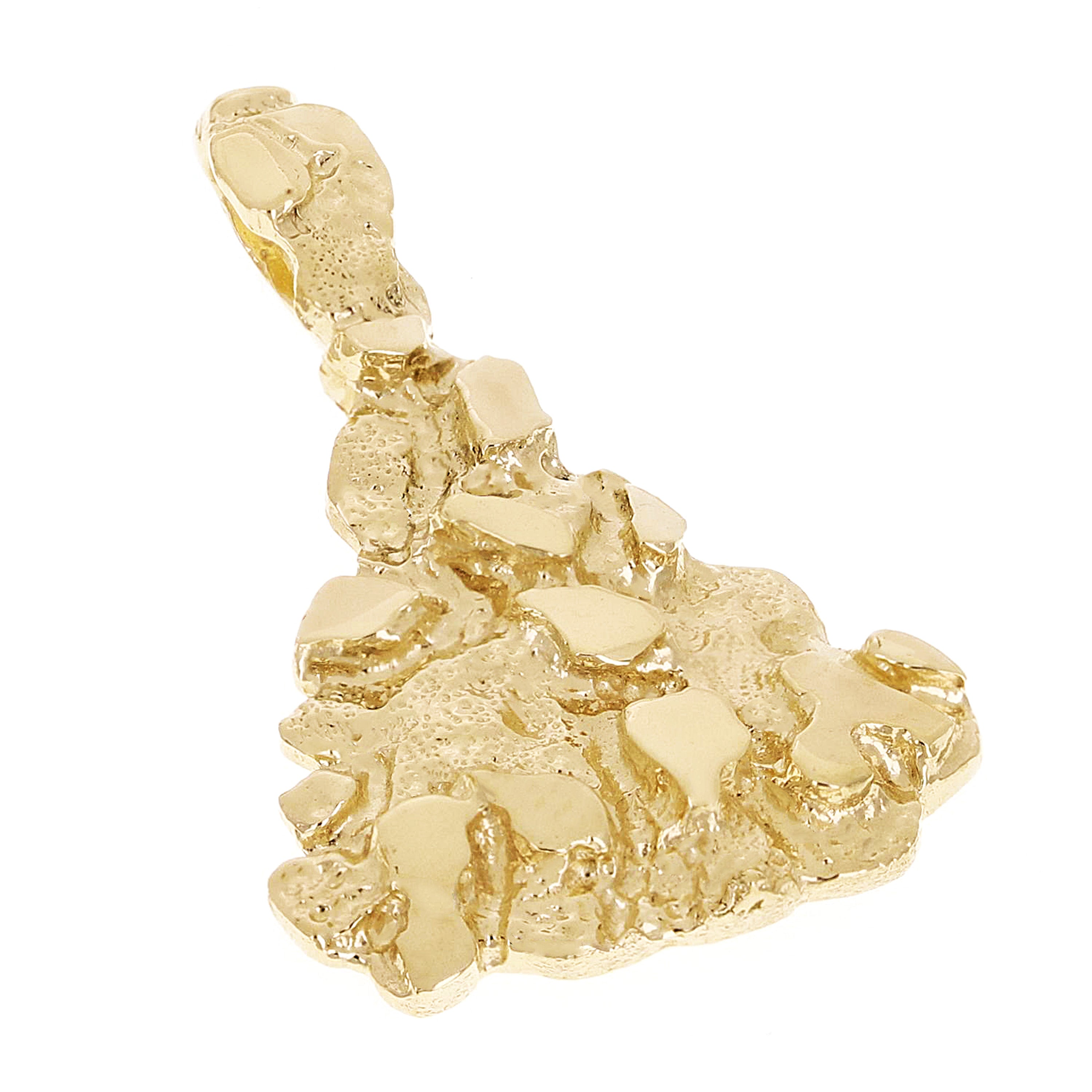14k Yellow Gold Solid Pyramid Triangle Nugget Charm Pendant 1.4" 9.8 grams