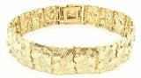 14k Yellow Gold Nugget Bracelet Adjustable 8.5" - 9" 15.5mm 44.5 grams