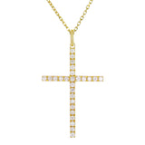 14k Yellow Gold Diamond Cross Pendant - Yellow