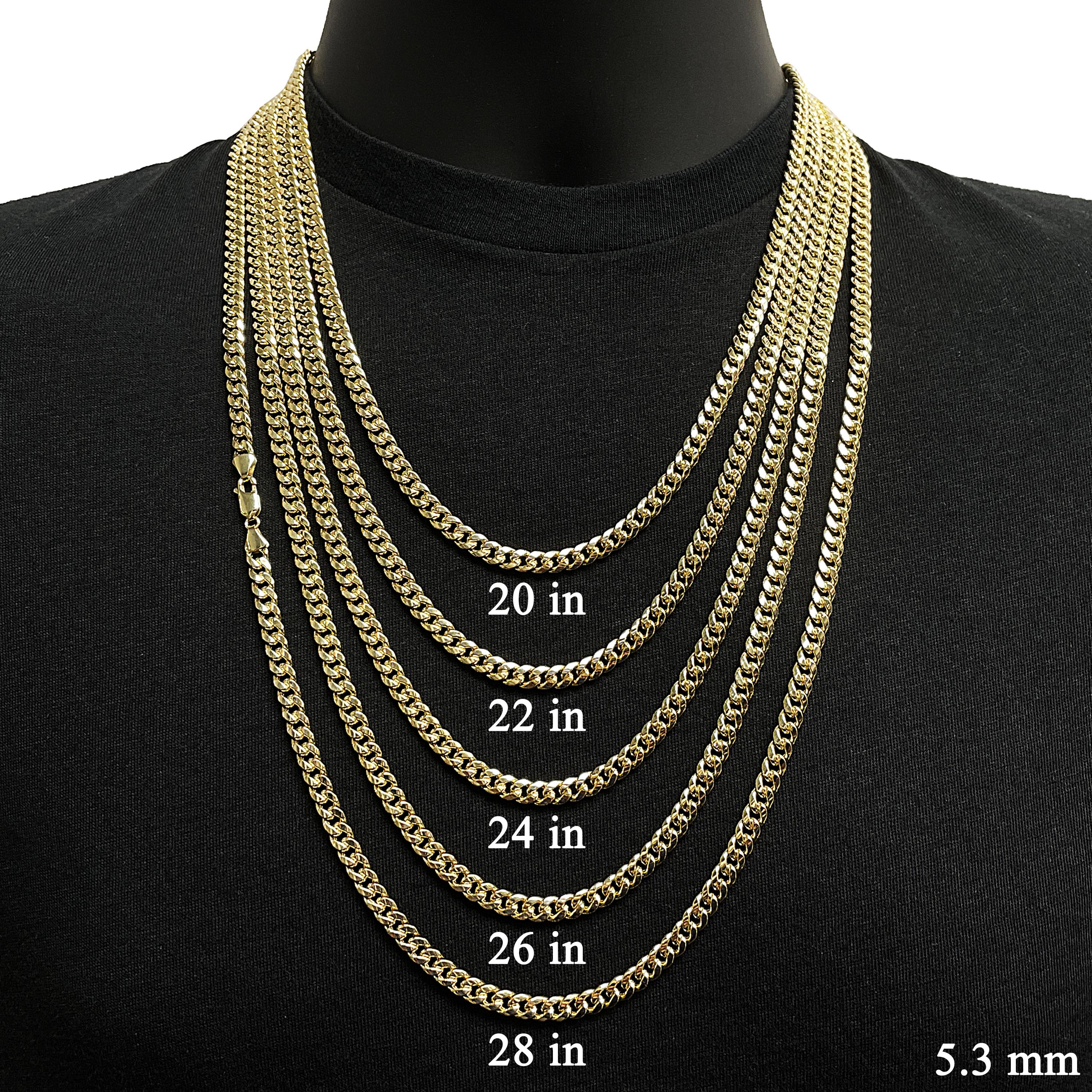 Italian 10k Yellow Gold Semi-Solid Miami Cuban Chain Necklace 24" 5.3mm 16.3 grams - 16.3 grams