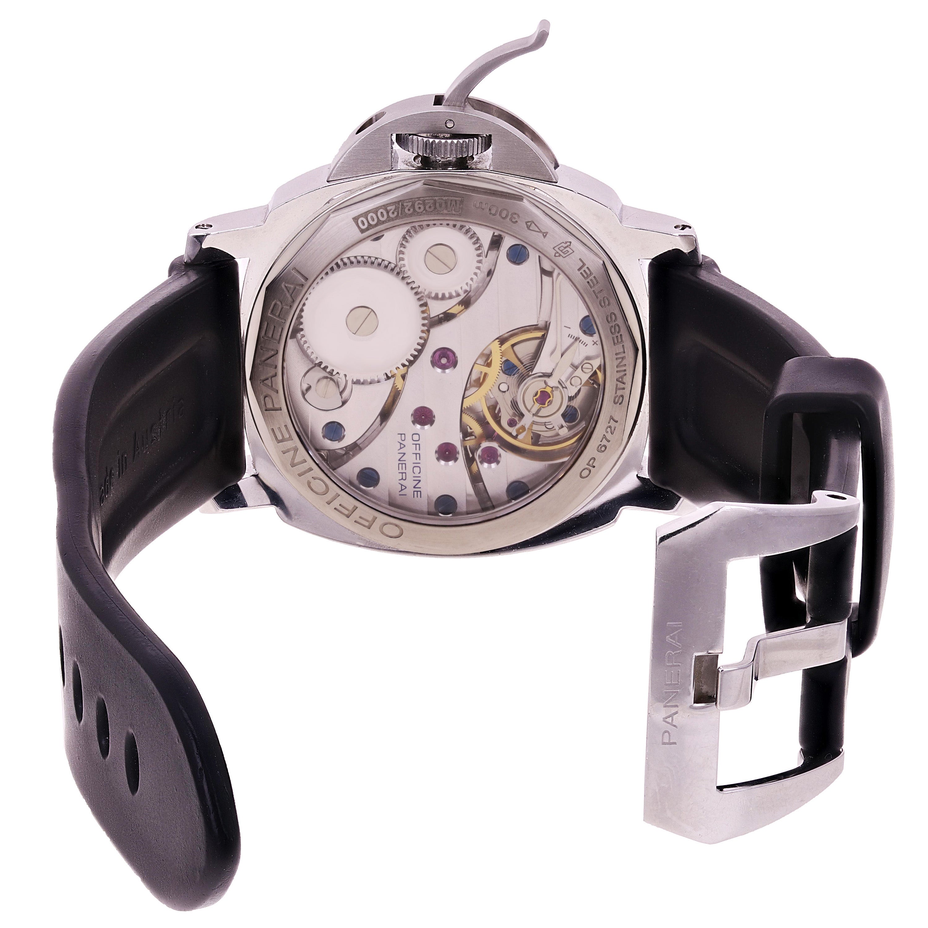 Panerai Men's Luminor Base Acciaio Manual Wind Black Rubber Strap