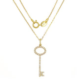 14k Yellow Gold Natural Diamond Key Pendant Necklace 18" - Yellow