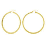 Italian 14k Yellow Gold Hollow High Polished Round Hoop Earrings 3mm 1.9" 3.8g