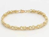 14k Yellow Gold Hugs & Kisses XOXO Link Bracelet 7.25" 5.3mm 9 grams